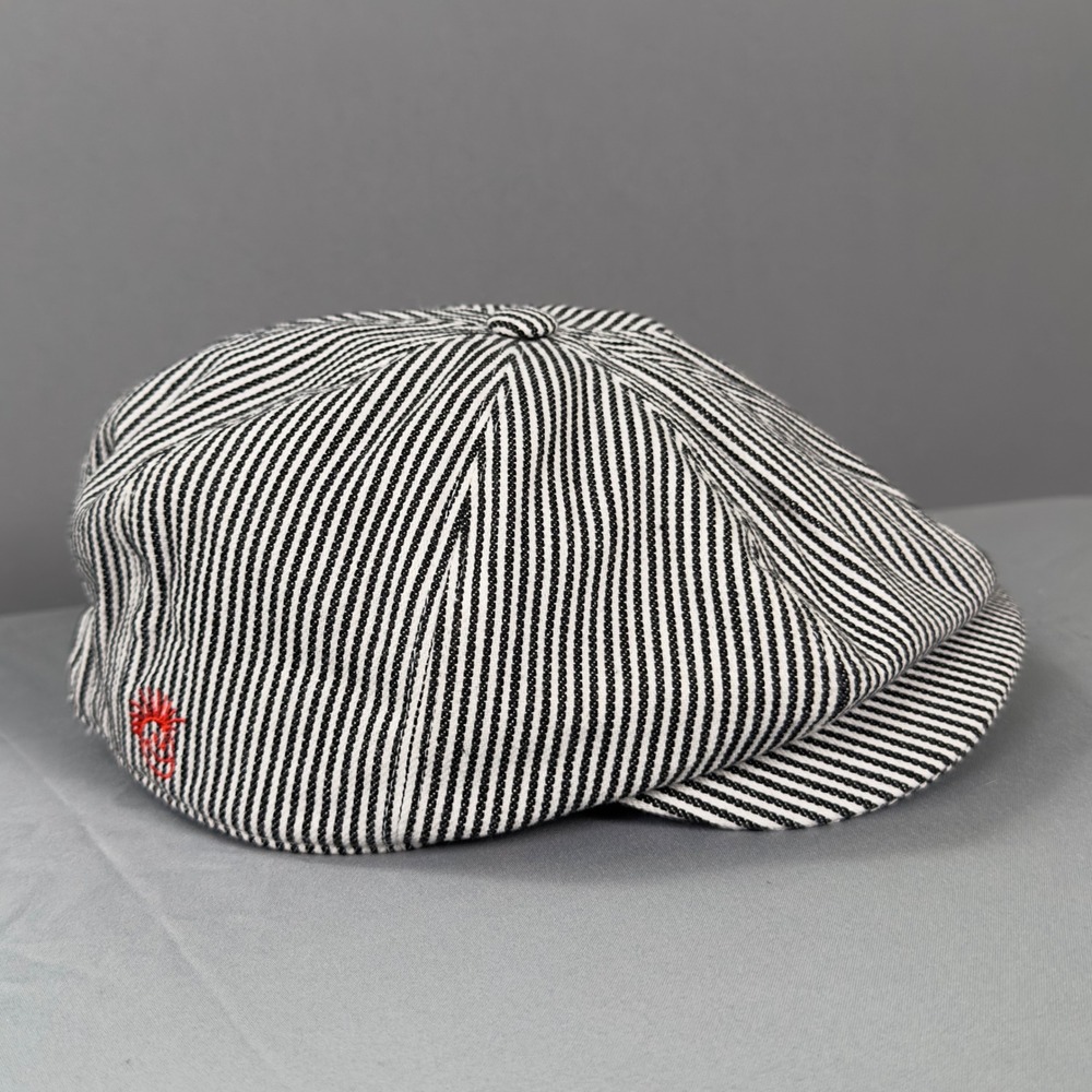 Knuckleheads Kids Hickory Stripe Newsboy Cap Black White Flat Hat XL